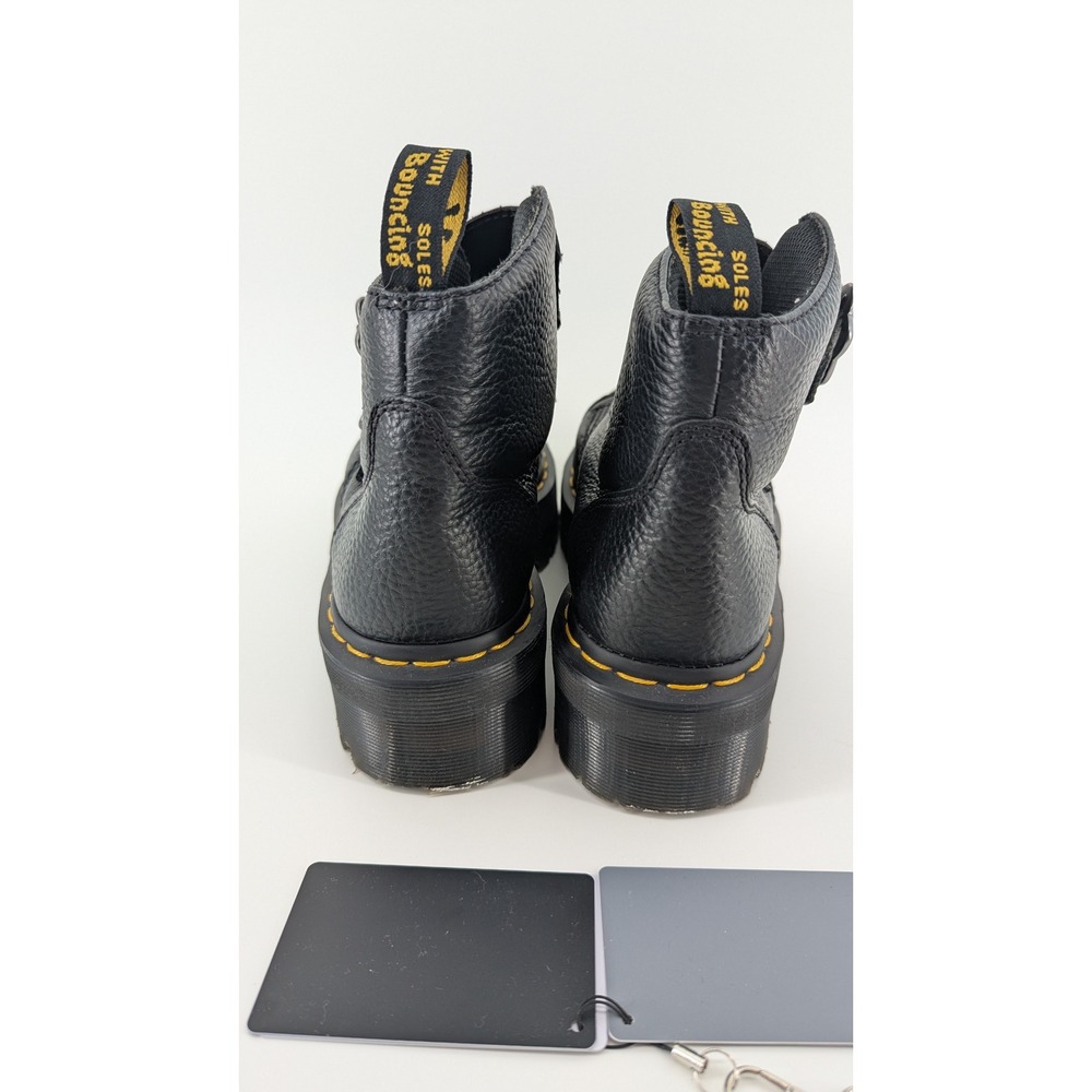 Dr. Martens Devon Flower Black Milled Nappa Leather Platform Buckle Boots 8L 6UK - Picture 2 of 6